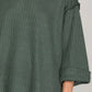 3/4 Folded Sleeve Knit Top