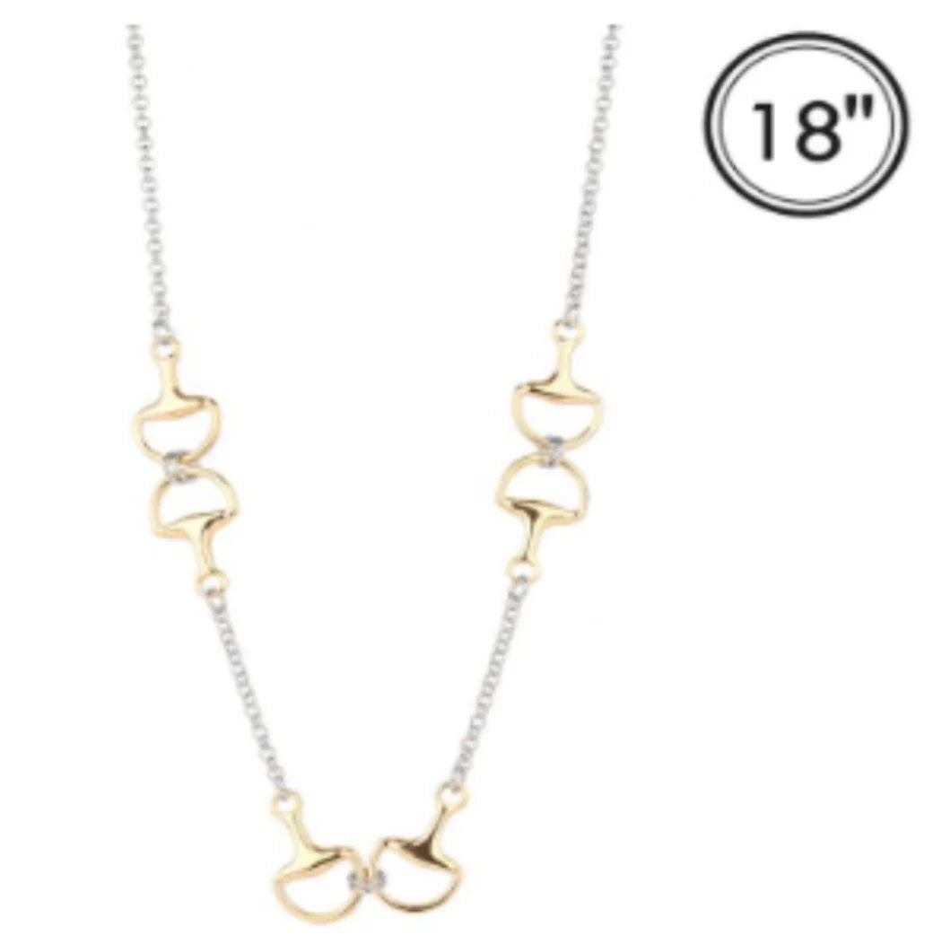 Silver Chain with Gold Horsebit Necklace