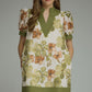 Olive Floral Puff Sleeve Dress