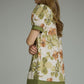 Olive Floral Puff Sleeve Dress