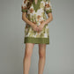 Olive Floral Puff Sleeve Dress