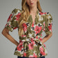 Floral Print with Self-Tie Waist Top