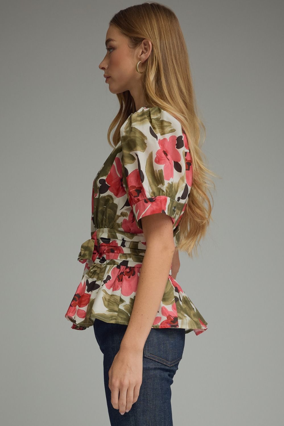 Floral Print with Self-Tie Waist Top