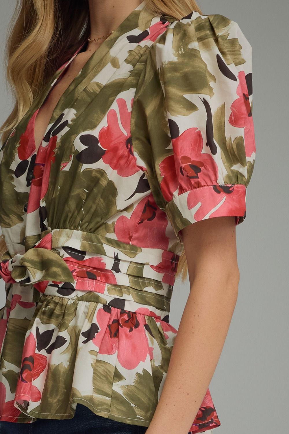 Floral Print with Self-Tie Waist Top