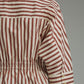 Striped 3/4 sleeve With Drawstring at Waist Top