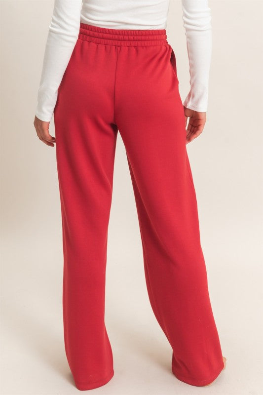 Elastic Waist Wide Leg Pants