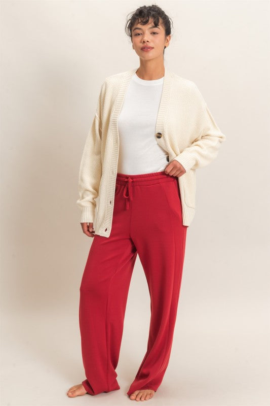 Elastic Waist Wide Leg Pants