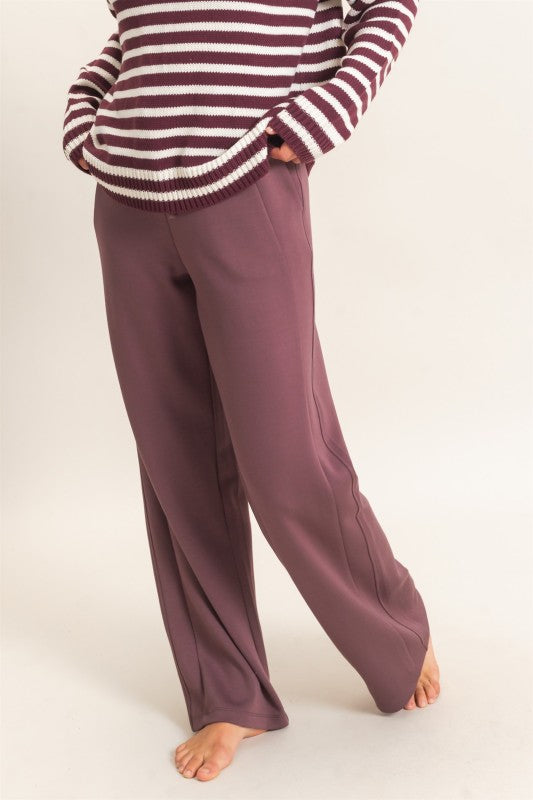Elastic Waist Wide Leg Pants