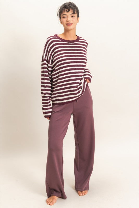 Elastic Waist Wide Leg Pants