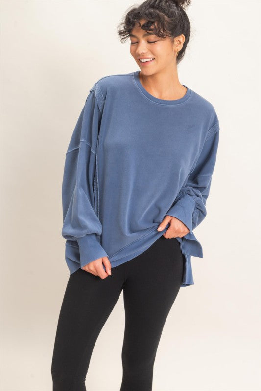 Oversized Raw Edge Sweatshirt