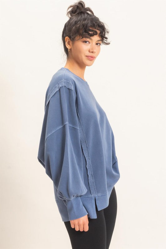 Oversized Raw Edge Sweatshirt