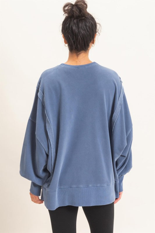 Oversized Raw Edge Sweatshirt