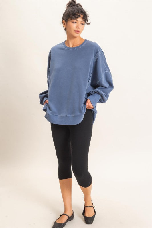 Oversized Raw Edge Sweatshirt