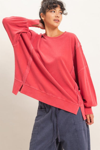 Oversized Raw Edge Sweatshirt