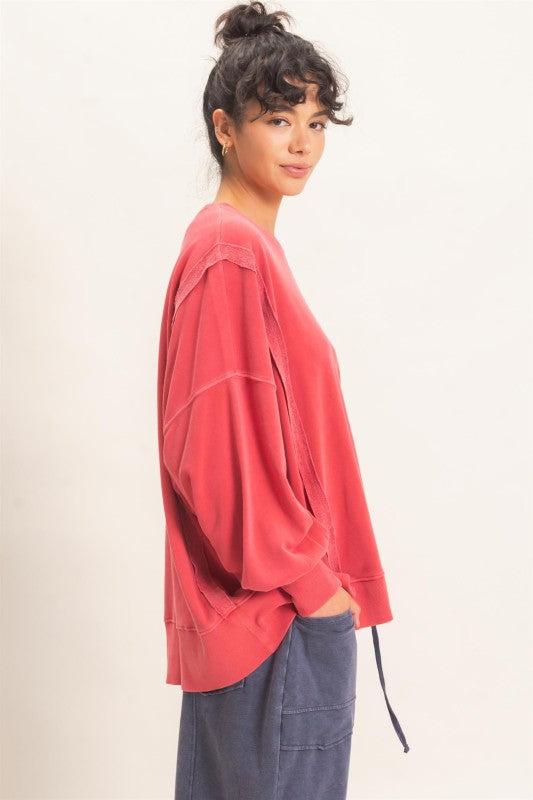 Oversized Raw Edge Sweatshirt