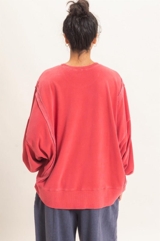 Oversized Raw Edge Sweatshirt