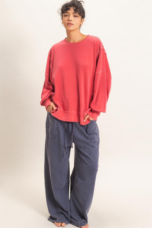 Oversized Raw Edge Sweatshirt