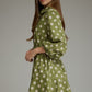 Polka Dot Long Puff Sleeve Mini Dress