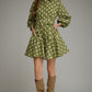 Polka Dot Long Puff Sleeve Mini Dress