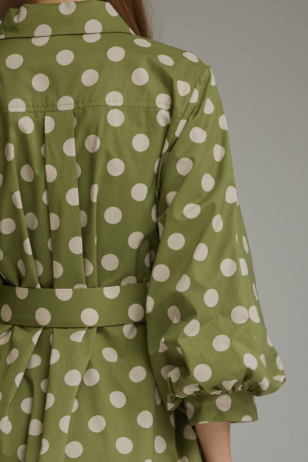 Polka Dot Long Puff Sleeve Mini Dress