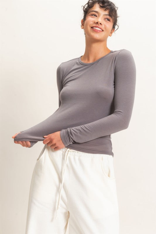 Crew Neck Long Sleeve Top