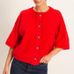 Button Down Short Sleeve Waffle Top