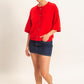 Button Down Short Sleeve Waffle Top