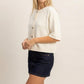 Button Down Short Sleeve Waffle Top