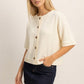 Button Down Short Sleeve Waffle Top