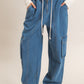 Drawstring Cargo Denim Pants