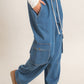 Drawstring Cargo Denim Pants