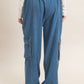 Drawstring Cargo Denim Pants