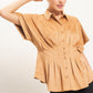 Suede Button Down Blouse
