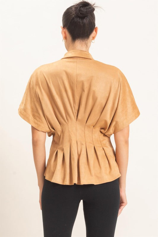Suede Button Down Blouse