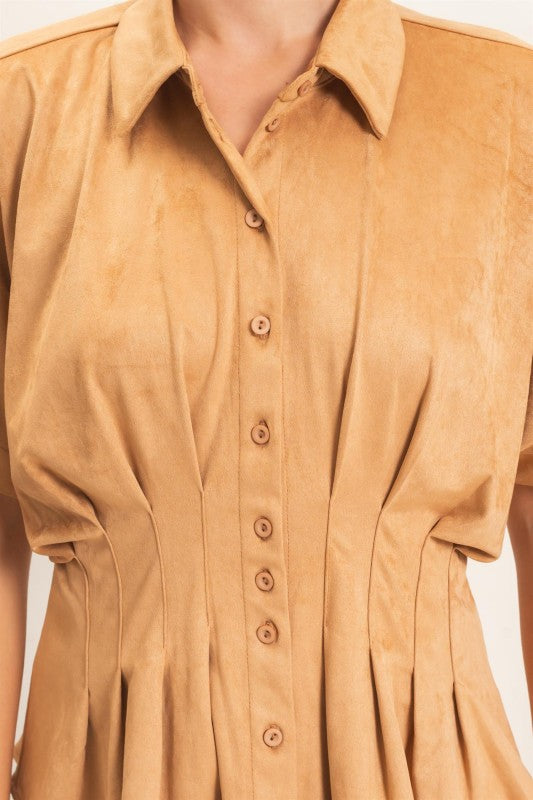 Suede Button Down Blouse