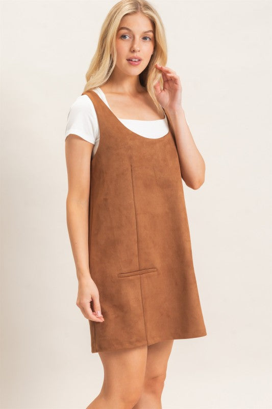 Sleeveless Suede Mini Dress