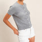 Crew Neck Short Sleeve Cardigan