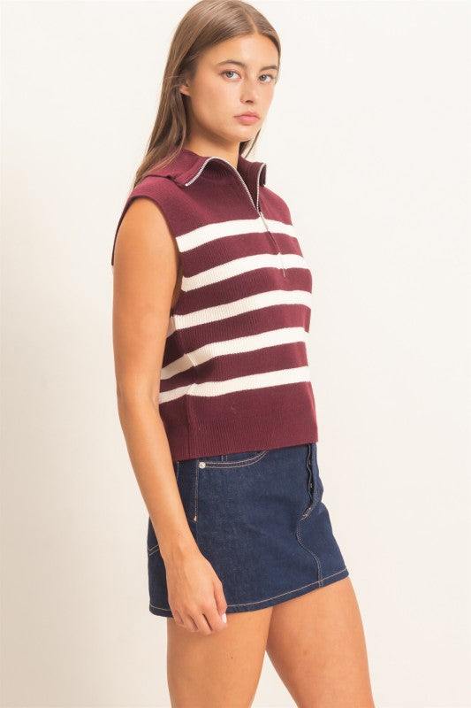 Sleeveless Stripe Sweater
