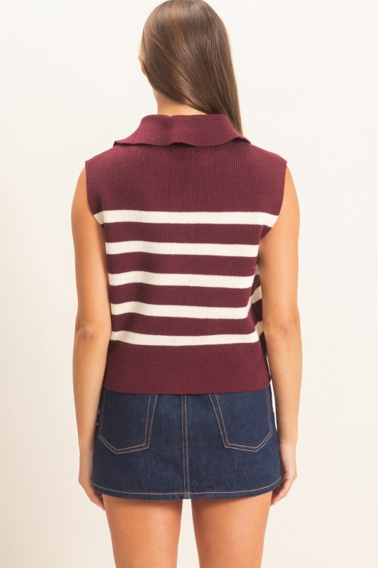 Sleeveless Stripe Sweater