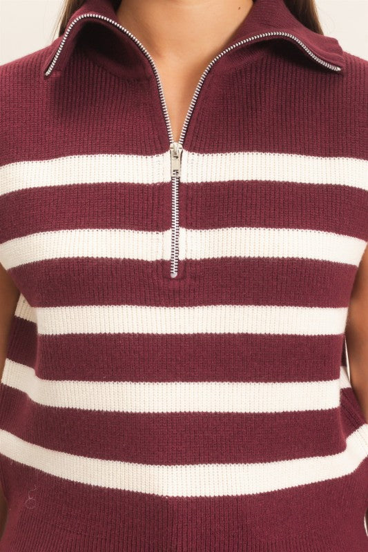 Sleeveless Stripe Sweater