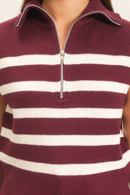 Sleeveless Stripe Sweater