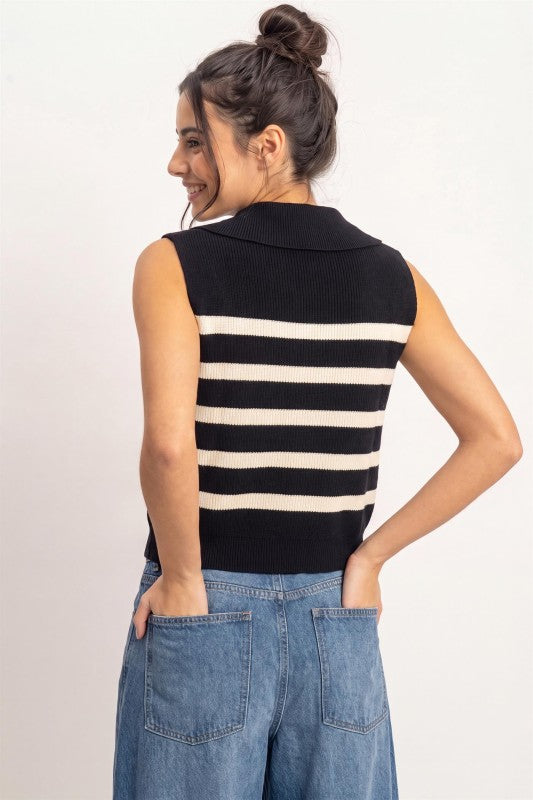 Sleeveless Stripe Sweater