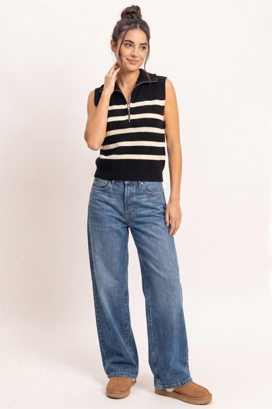 Sleeveless Stripe Sweater