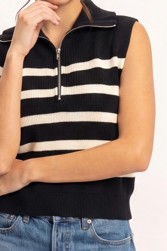 Sleeveless Stripe Sweater