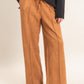 Suede Elastic Waist Trousers