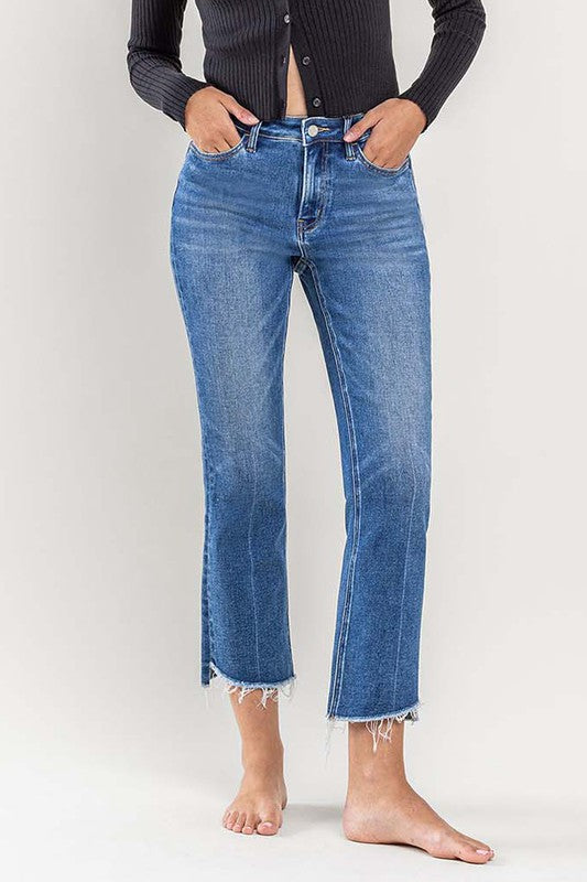 High Rise Kick Flare Stretch Crop Jeans