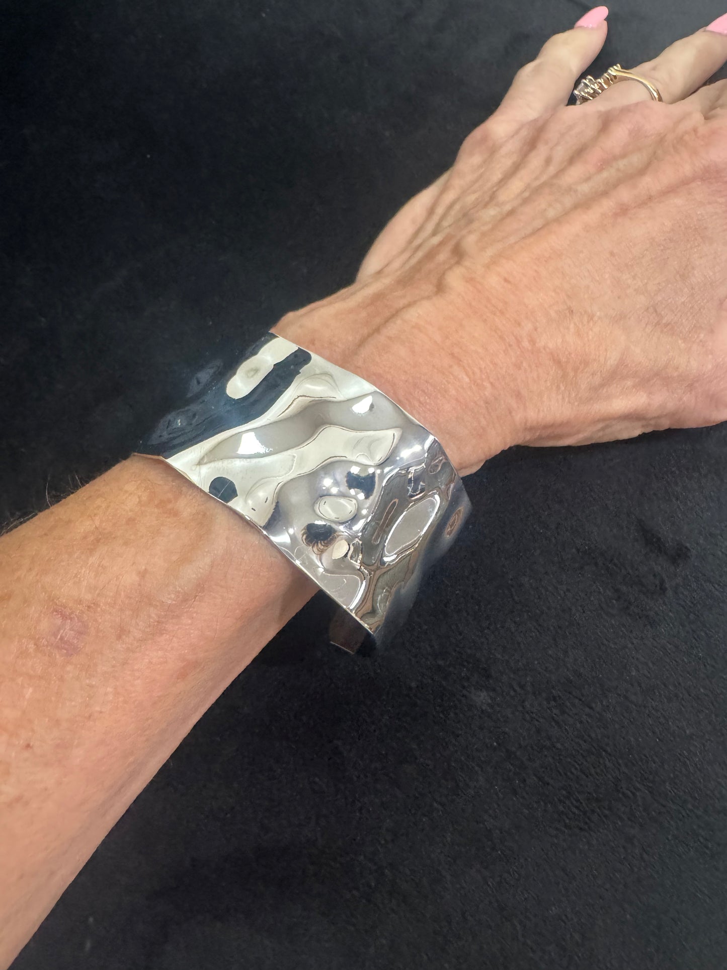 Thick Silver Bangle Bracelet