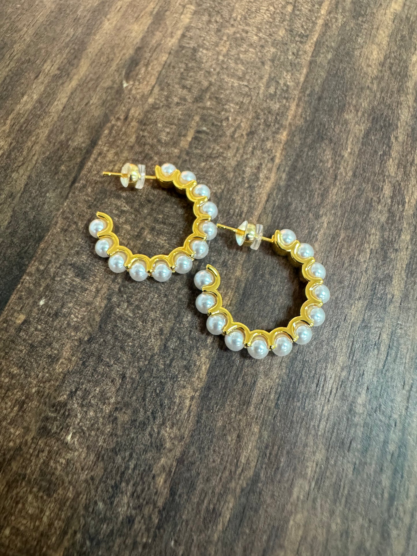 Small Pearl Hoop Earrings