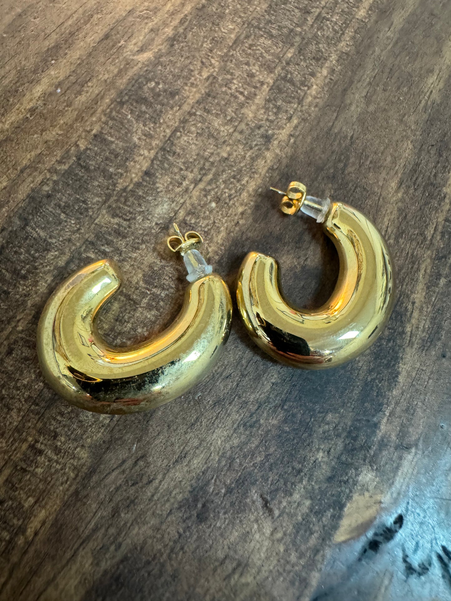 Classic Thick Gold Hoop Earrings