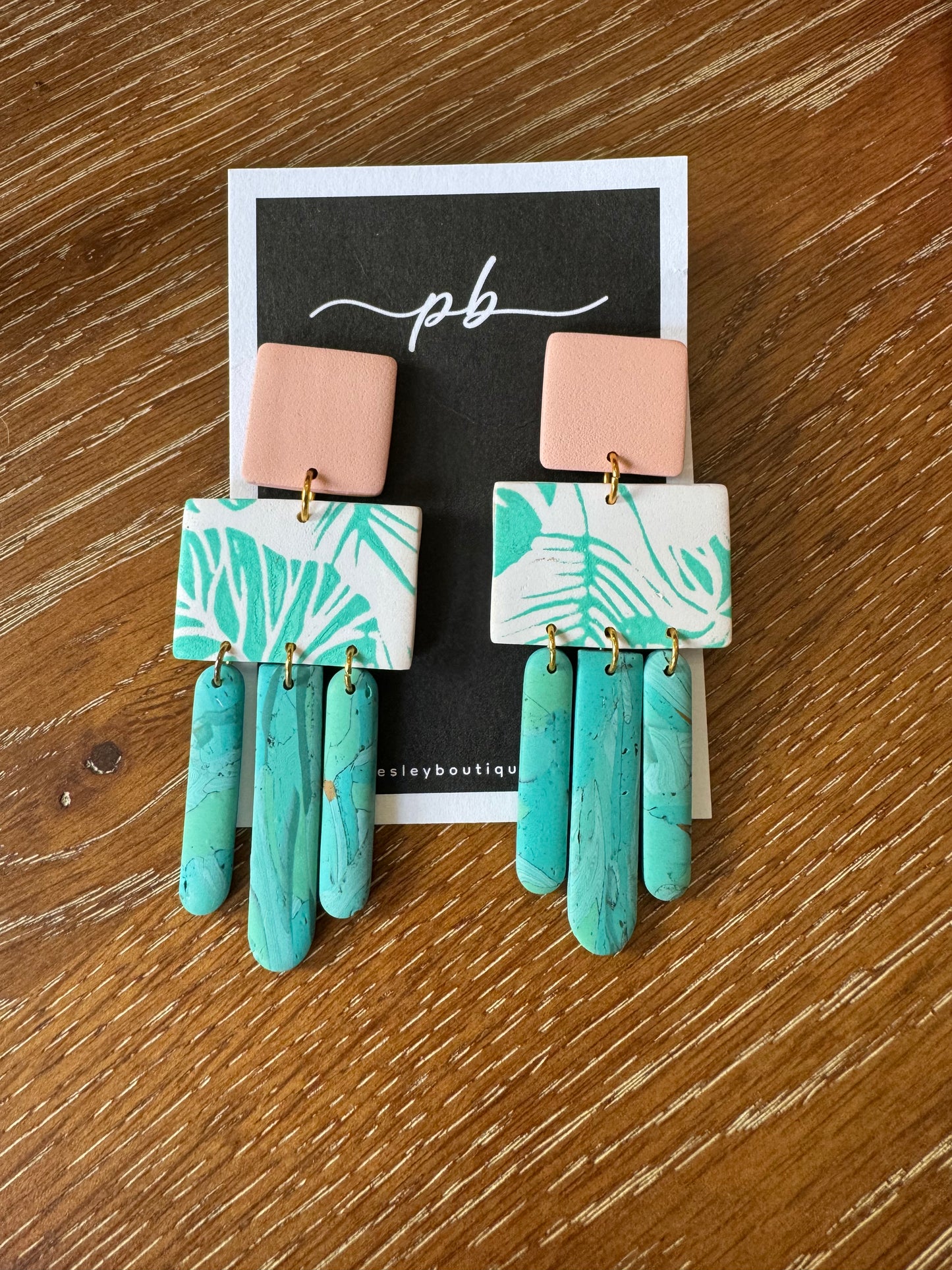 Teal/ peach Earrings